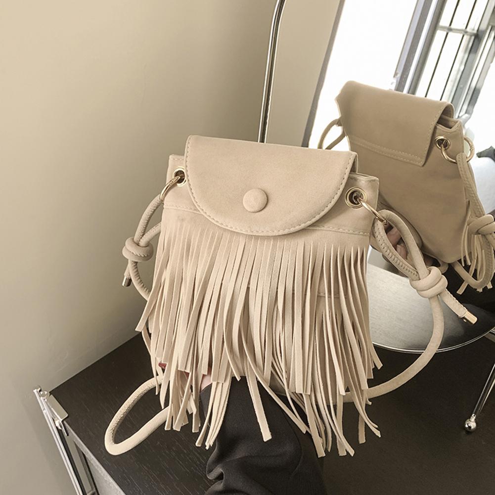 Fringe Design Crossbody Shoulder Bag with Adjustable Strap Leather Shoulder Bag Trendy Versatile for Women for Autumn and Winter