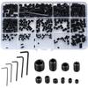 Hex Socket Set Screw Set, Headless Screws, Carbon Steel Threaded Screws, Hollow, Internal Hex Grub Screws (M3 M4 M5 M6 M8), 300 Pieces, Hex Key Wrench