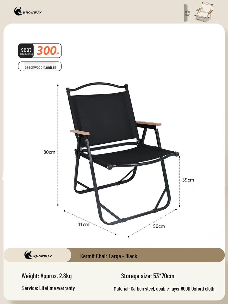 Kermit Outdoor Folding Camping Picnic Chair: Portable, Lightweight, Leisure Stool