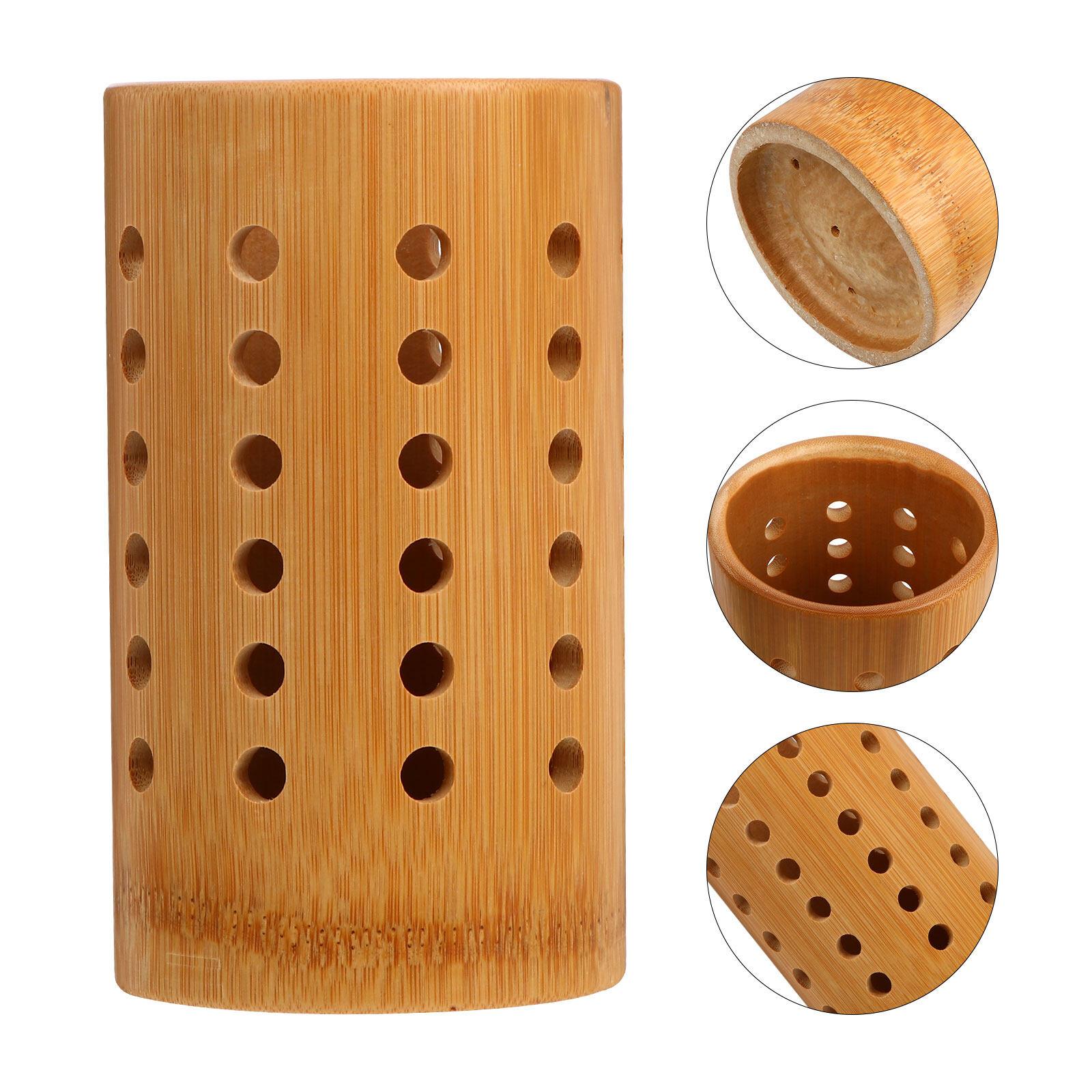 

Bamboo Tableware Holder Large Forks Bucket Simple Spoons ganizer Kitchen Knives Container Wooden Storage Boxes Jars 16X10X10CM