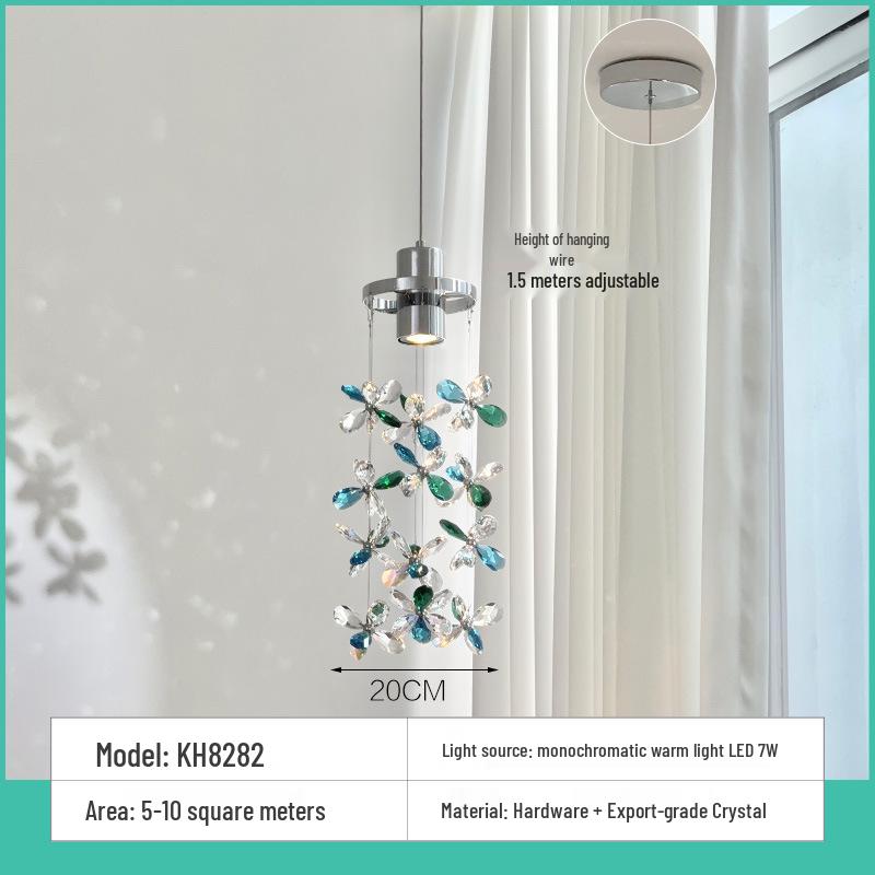 Lustră pandantiv din Cristal cu Flori de Lux Franceză 2025 pentru Dormitor sau Hol