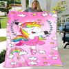Cartoon Cute Unicorn Blanket,Flannel Blanket Throw Blanket,Children's Warm Blanket for Living Room Bedroom Beds Sofa Travel Gift