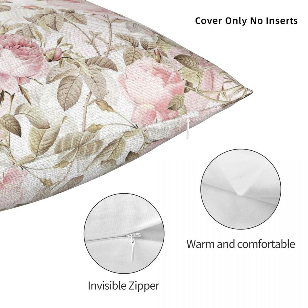 Sepia Roses Botanical Night Garden Square Pillowcase Polyester Linen Velvet Zip Decor Throw Pillow Case Car Cushion Cover