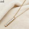 EFFIE QUEEN 100% S925 Silber 14k Gold Rund geschliffener Zirkonia Anhänger Halskette Trendiger Schmuck für Damen Hochzeit Party Bankett SN346