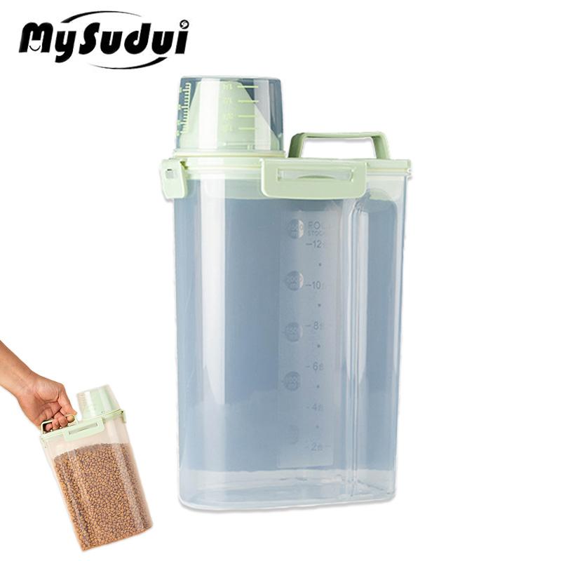 

MySudui Большой вместительный ящик для хранения корма для домашних животных, защищенный от насекомых, влагостойкий, с высокой герметичностью, ведро для хранения корма для собак, портативное бытовое ведро