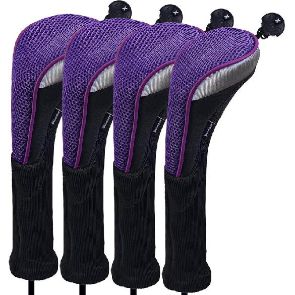 Andux 4pcs/Pack Long Neck Golf Hybrid Club Head Covers Dial No. Tag CTMT-02