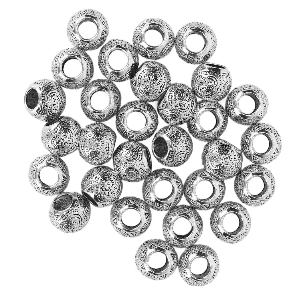 30pcs Hair Braiding Beads Alloy Silver Beard Jewelry Decoration Dreadlocks DIY Bracelet Necklace Accessories