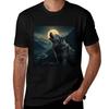 Howling Wolf Tshirt Modern Print Casual Tshirt