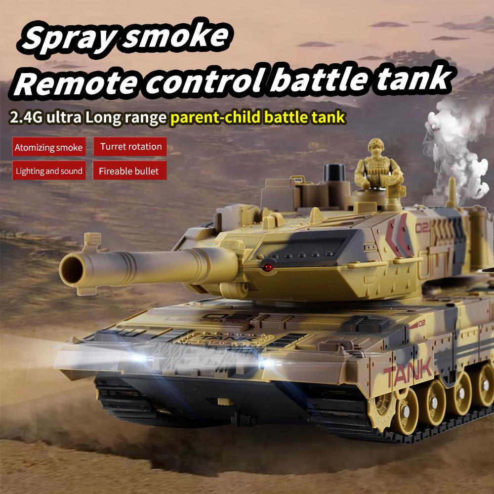 2.4G Remote Control Tracked Simulation Tank Water Spray Remote Control Vehicle War Armored Vehicle Model Children Toy Gift