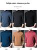 Men's Machine Washable Merino Wool High Neck Sweater, Solid Color, Double Folded Collar, Knitwear for Middle-Aged Dads, Base Layer