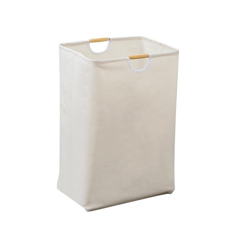Foldable Laundry Basket with Wooden Handles - Waterproof, Large Capacity, for Toys and Clothes, Cotton and Linen Fabric