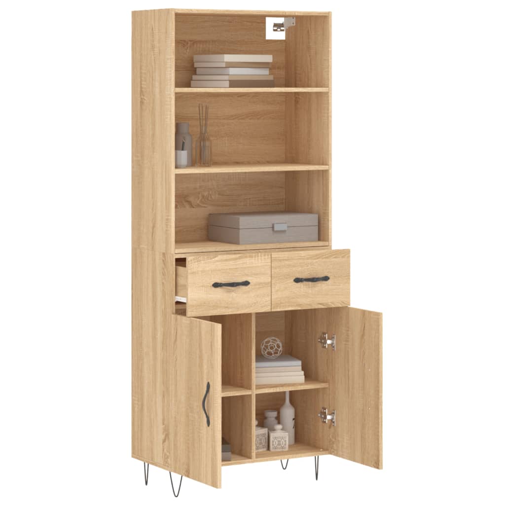 Highboard in Sonoma Oak Finish 69.5 x 34 x 180 cm Particleboard