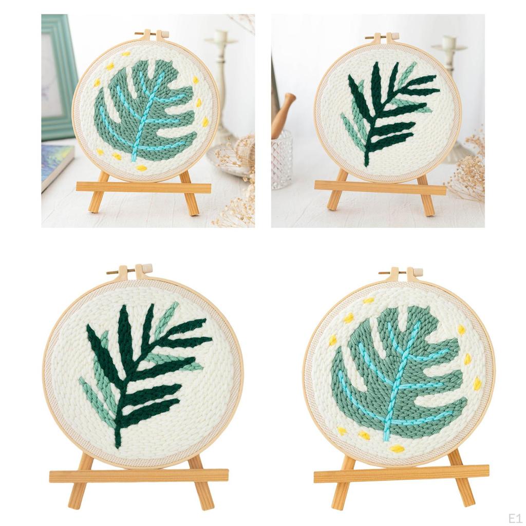 1 Set Embroidery Starter Kits Threader Fabric Stitching Craft Tool for Beginner Plant