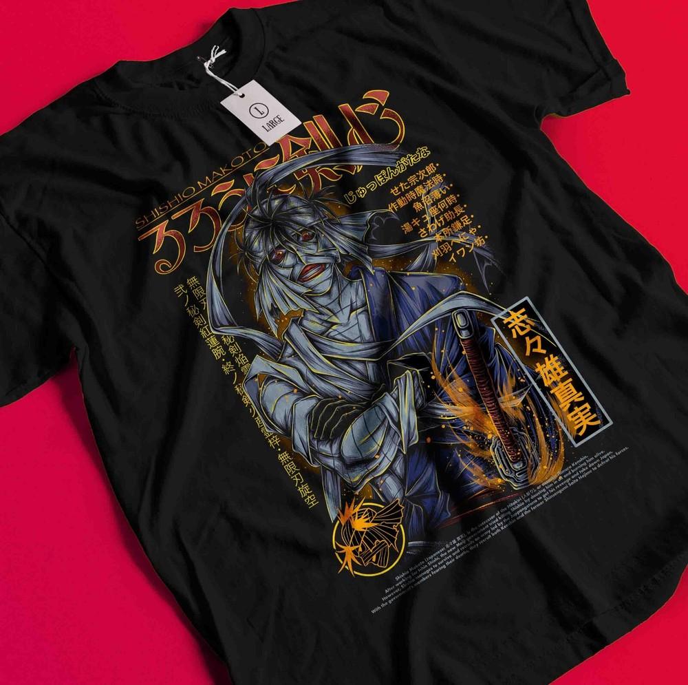 

Rurouni Kenshin Shirt Makoto Shishio T-Shirt Samurai Himura Aoshi Saito Hajime BB1150 S