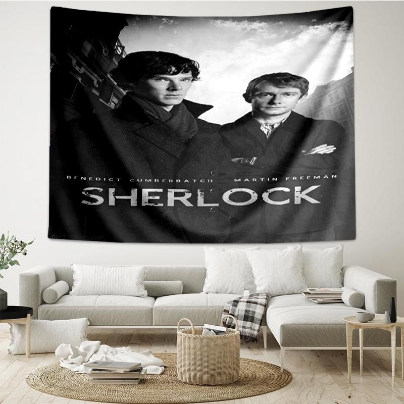 Sherlock Holmes Print Tapestry, Backdrop, Easy Setup, Ideal for Bedroom, Office & Living Room, with Aesthetic Wall Hanging Decor.
