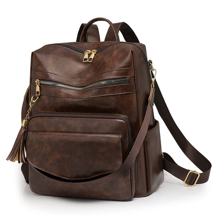 Europäischer und amerikanischer Rucksack für Damen im Vintage-Stil aus weichem Leder