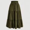 Gonna Estiva da Donna Stile Bohemien Elastica Vita Alta Coulisse Regolabile Gonna a Torta Linea ad A Colore Unito