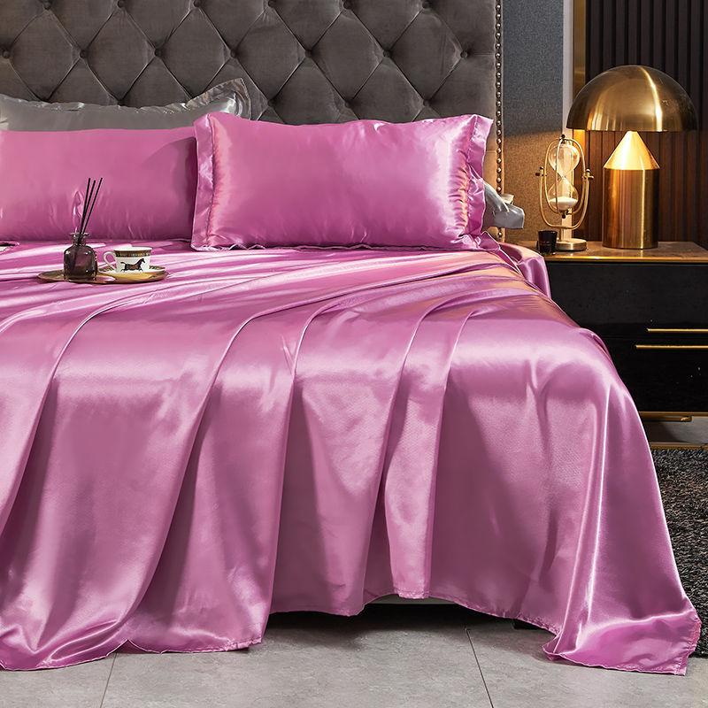Flat Sheets Ice Silk Solid Skin-friendly Rayon Satin Modern Bedsheets Protective Universal Breathable Household Dormitory Bed