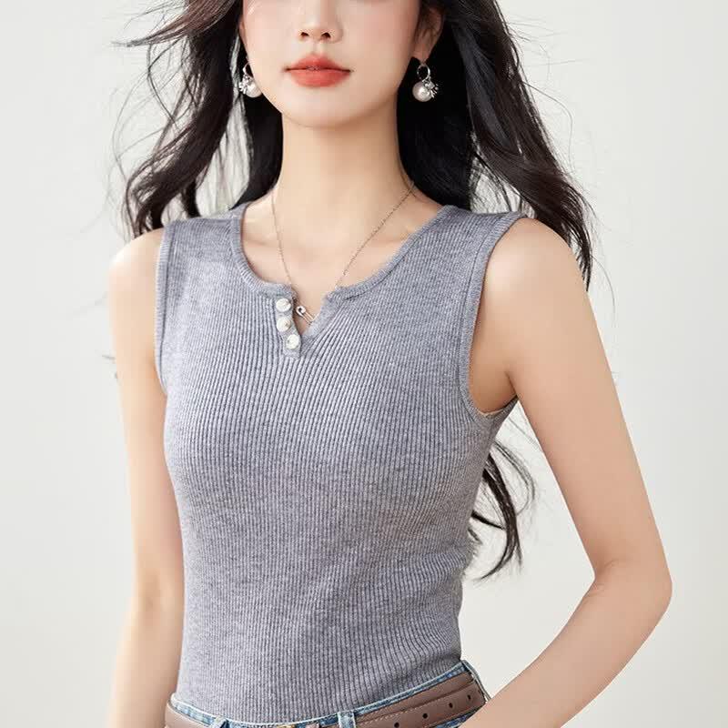 Women s V-Neck Ribbed Knit Tank Top XL