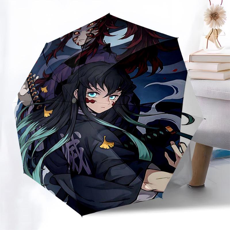 1pc Demon Slayer: Tanjiro Kamado & Nezuko Masked - Outdoor Umbrella | Automatic Opening/Closing | Portable 3-Fold Design | 8-Rib Iron Frame | Festival