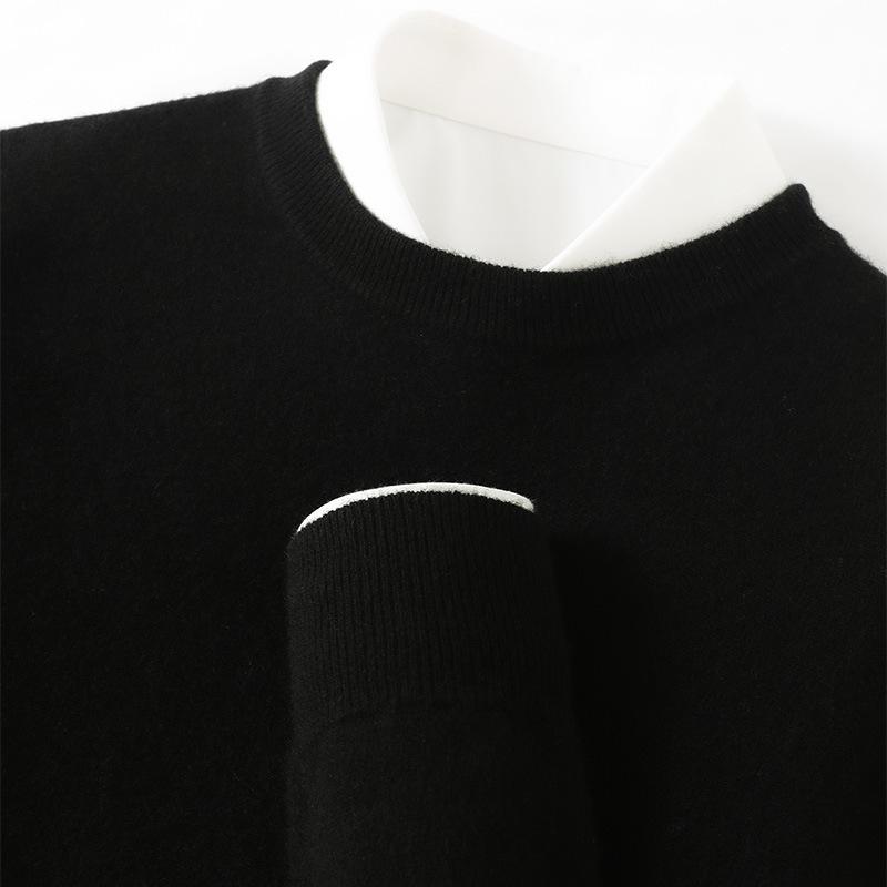Men's Cashmere Round Neck Sweater - Business Casual Light Luxury Pullover, Soft & Smooth Knitwear for Autumn & Winter.