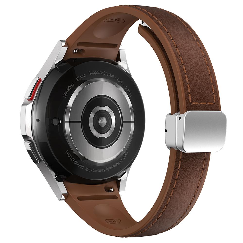For Samsung Watch FE 40mm/Watch4 Classic Active/Watch 5/Watch6 Classic Magnetic Buckle Leather+Silicone Strap