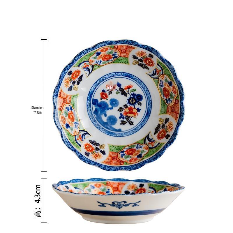 Японское керамическое блюдо Имари с хризантемами