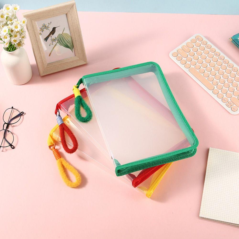 Transparent File Folder Bag Multifunctional File Pocket Durable Transparent Zipper Pouch  Students