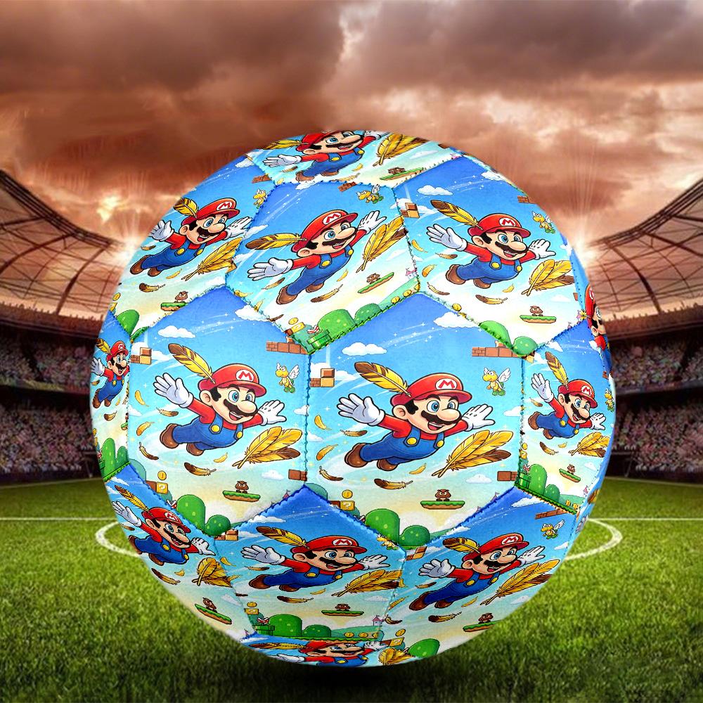 Super Mario Print Size 5 Soccer Ball, Standard Match Football for Sports Game and Team Practice, Ideal Gift for Soccer Fans
