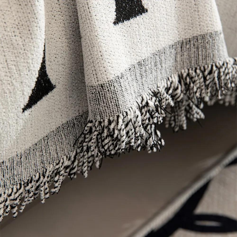 Knit Sofa Cover Sofa Towel Chenille Black White Couch Cover Pet Mat Living Room Sofa Slipcover Throw Blanket