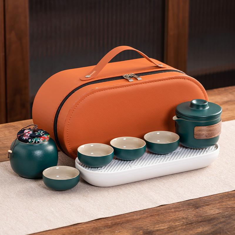 Travel tea set Ceramic express cup Portable one pot two cups Company business gifts Holiday souvenirs