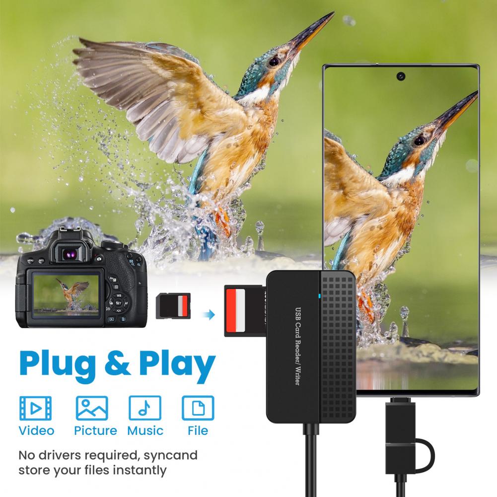 USB 3.0 Type C Multi 4 in 1 Camera Card Reader Memory Smart Card Reader Supports SD TF CF MS Flash Card Adapter Laptop