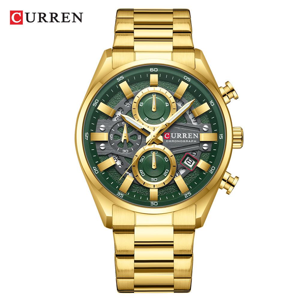 Curren 8495 Men s Waterproof Steel Chronograph Quartz Wristwatch with Calendar