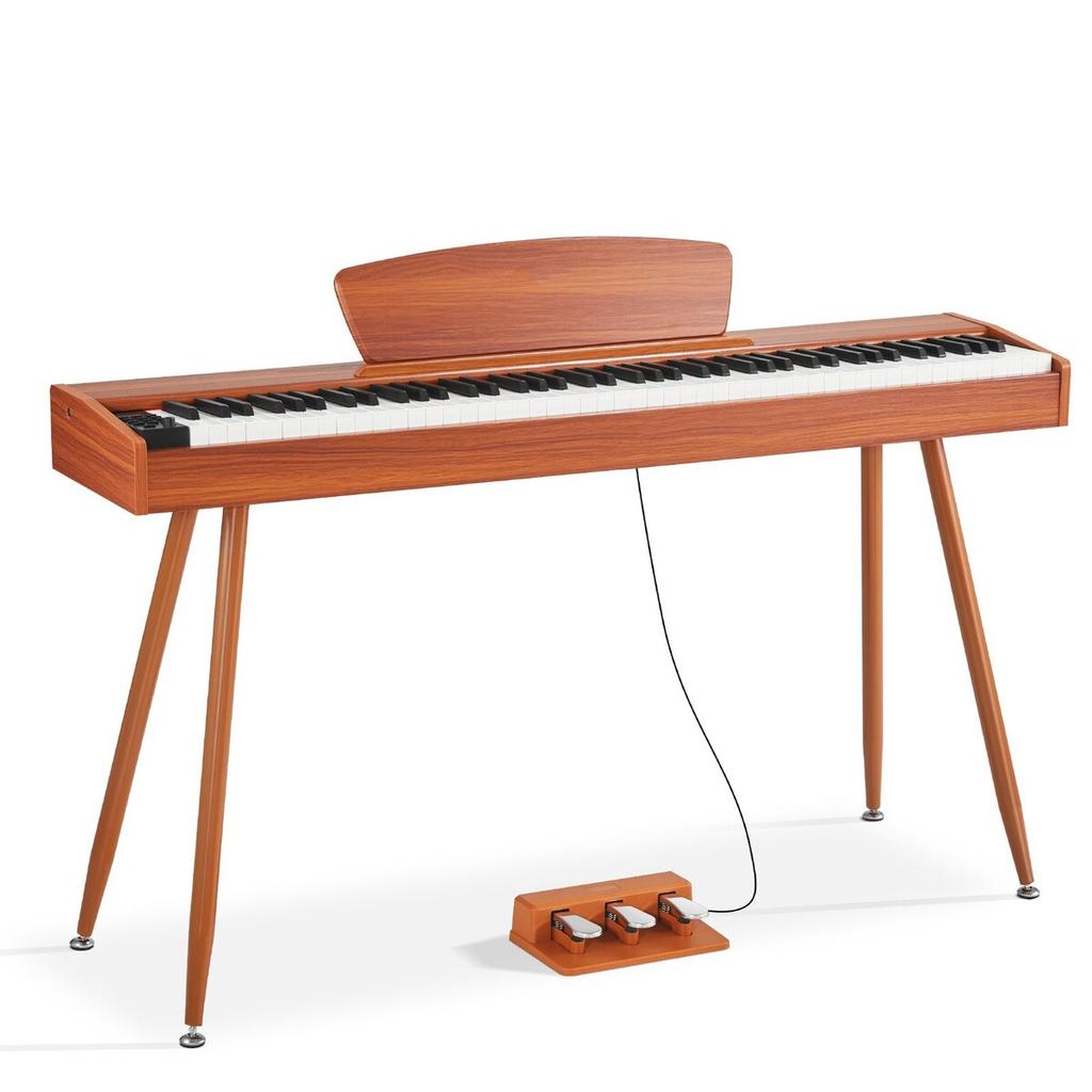Weighted Digital Piano, 88 Keys Fully Weighted, Electric Piano Keyboard with Sheet Music Stand, Triple Pedal, Power Adapter, 280 Tones, Support