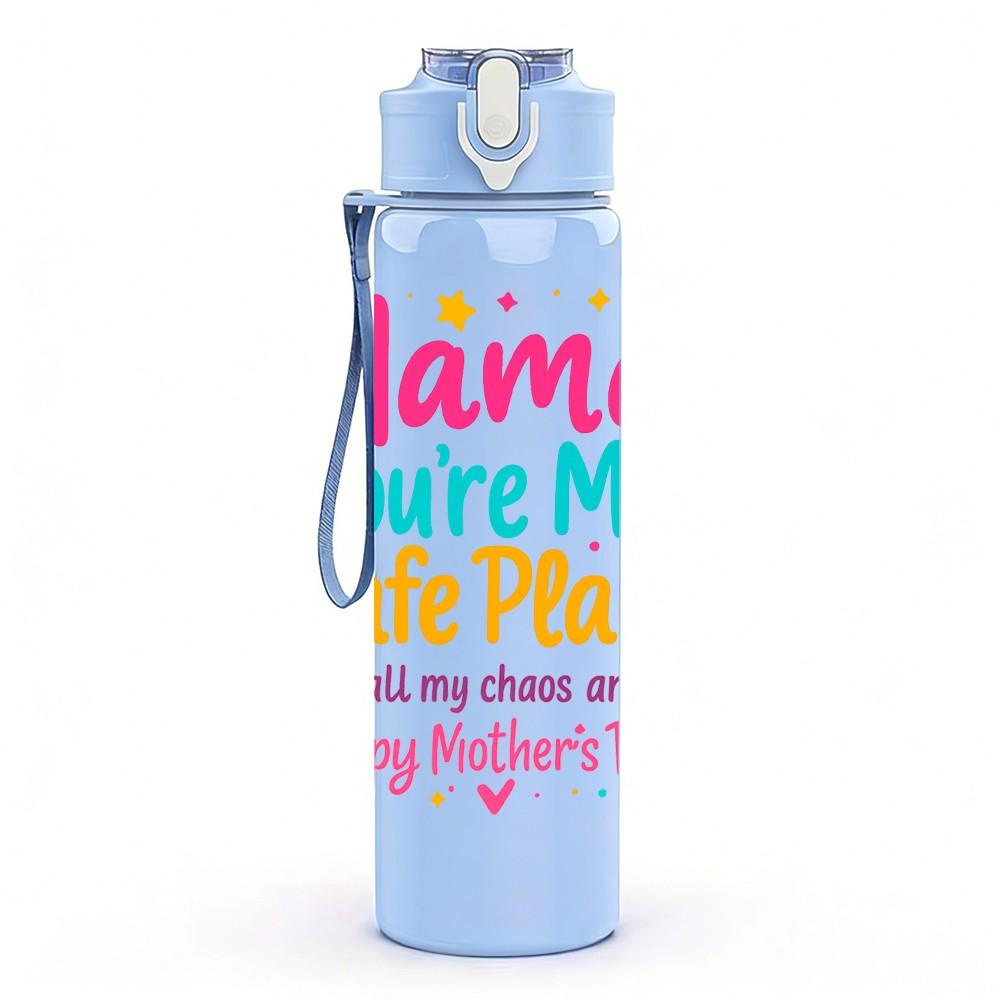 1PC Mama You Are My Safe Place Pattern 750ml Color Plastic Sports Water Bottle Leakproof Flip Straw Lid Suitable for Sports Office Home Use