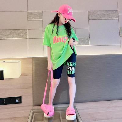Sommer-Zweiteiler im koreanischen Stil für Mädchen: Kurzarm-T-Shirt & Bedruckte Shorts Set