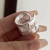 925 Sterling Silver Rings for Women Couple Minimalist Handmade Simple Hollow Wide Ring Fine Jewelry Gift Prevent Allergy