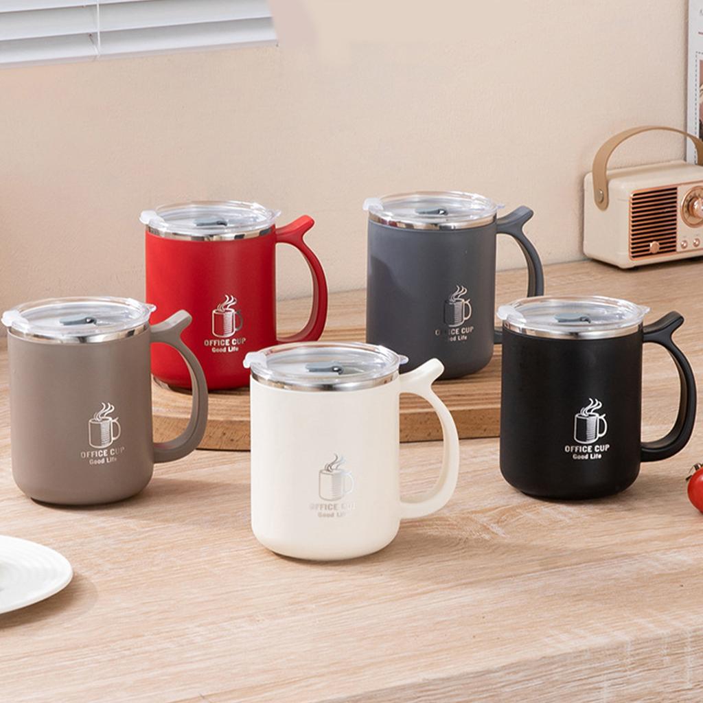WORTHBUY 304 Stainless Steel Double Wall Insulated Milk Coffee Cup With Handle Thermal Mug Portable Student Leak-proof Water Cup
