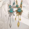 Ethnic Style Turquoise Inlaid Alloy Y-Necklace Vintage Geometric Statement Jewelry