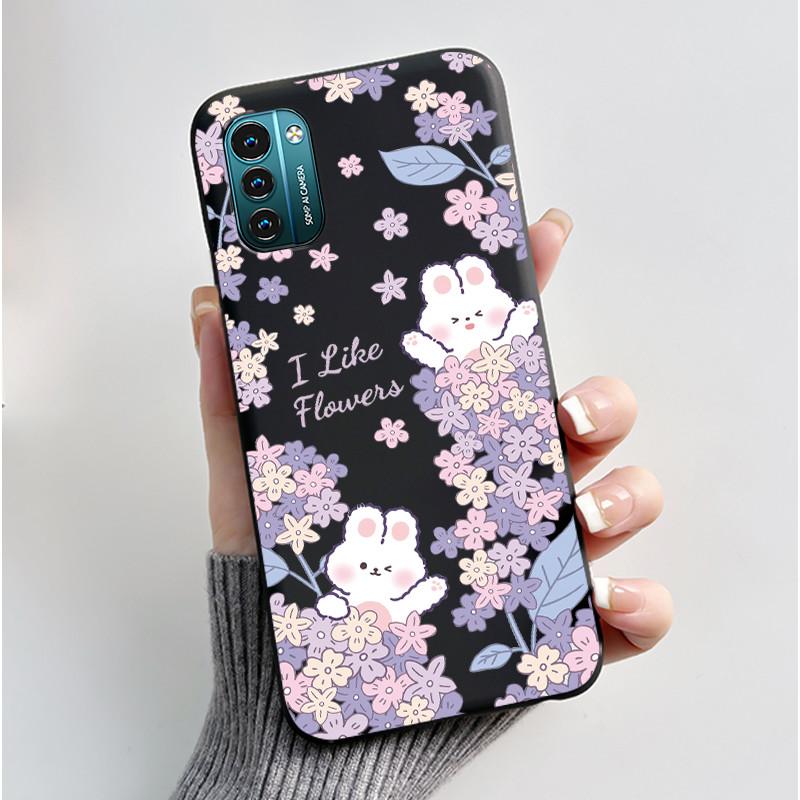 For Nokia G21 G11 Plus Case Cute Love Rabbit Cartoon Black TPU Silicone Soft Cover For NokiaG21 G 11 G11Plus Bumper Phone Case