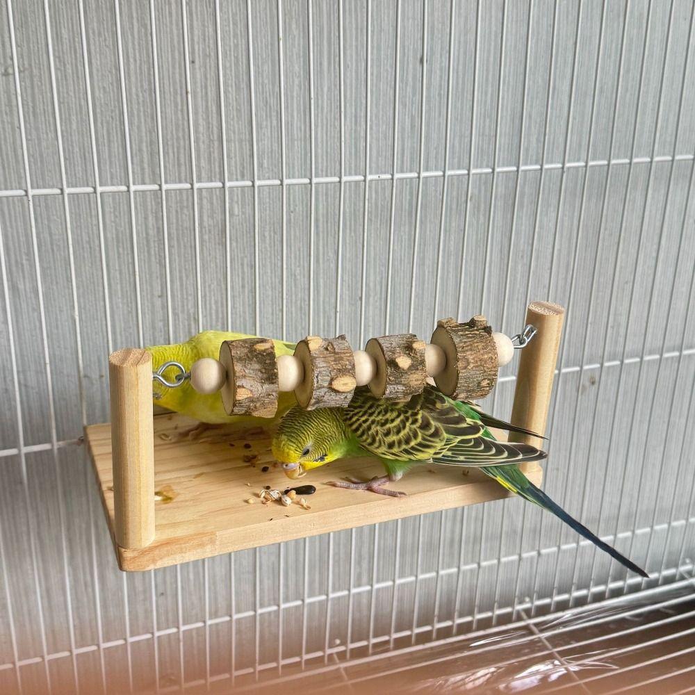 Wear-resisting Parrot Perch Stand Natural Wooden Bird Teeth Chew Toy  Parakeet