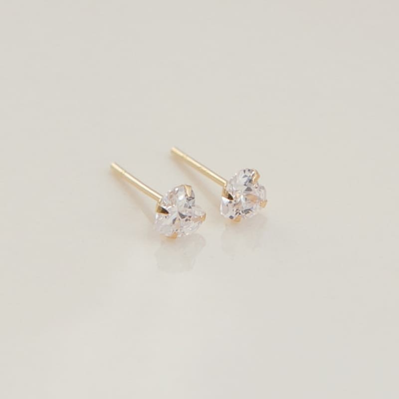 LUNNE 14k Herz Zirkonia Ohrringe (14 Karat Gold) #ES03