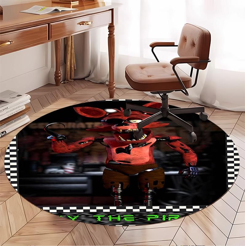 Five Nights at Freddy's Pattern Round Rug, Indoor/Outdoor Mat, for Picnic, Gameroom, Bedroom, Office, Living Room, Home Decor Carpet, Birthday Gift