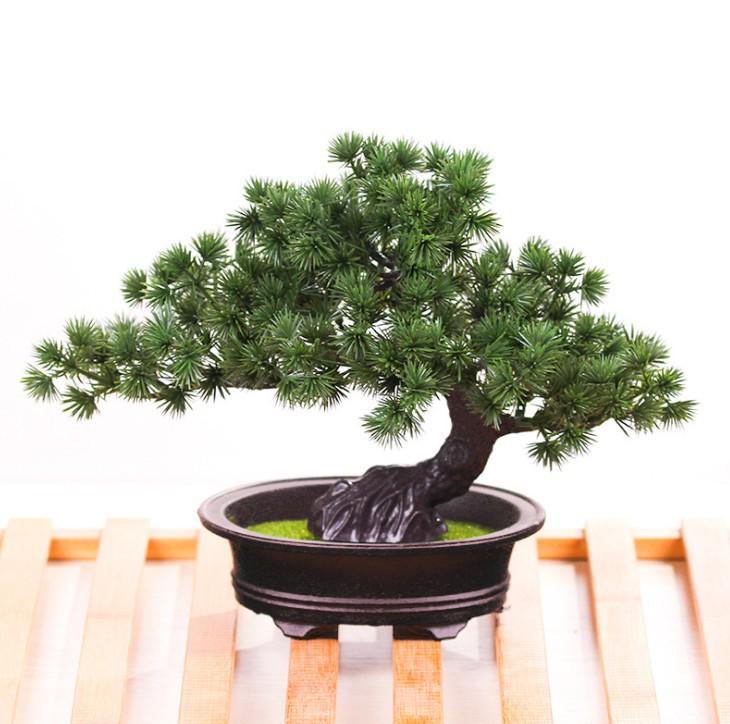 Artificial Bonsai Pine Tree for Indoor Decoration - Small Green Plant Ornament for Home or Living Room
