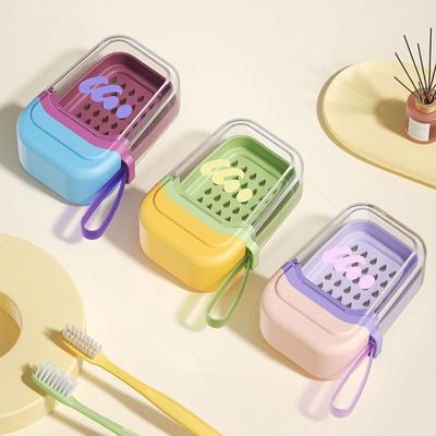 Cartoon Dopamine Soap Box Portable Leak-Proof Travel Soap Dish Locking Buckle with Drain Tray Soap Container Outdoor Activities