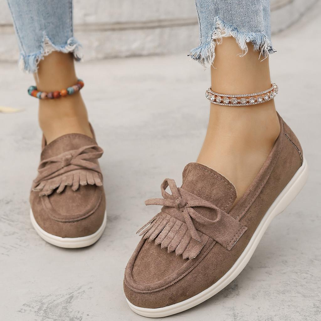 Spring New Fashion Round Head Foot Shoes Flat Casual Large Size Women's Shallow Mouth Bow Doudou Shoes