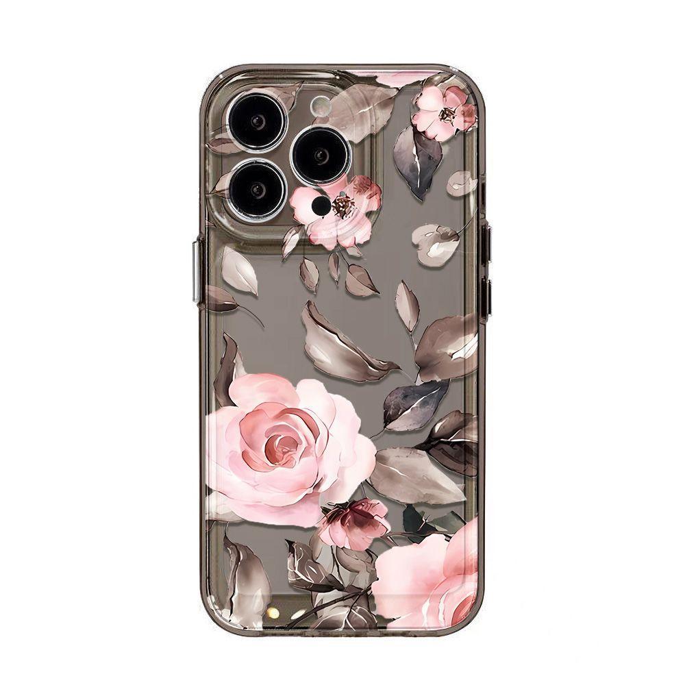 Pink Flower for iPhone17promax Space Phone Case Apple 16 Transparent 14/13 Fine Hole 15