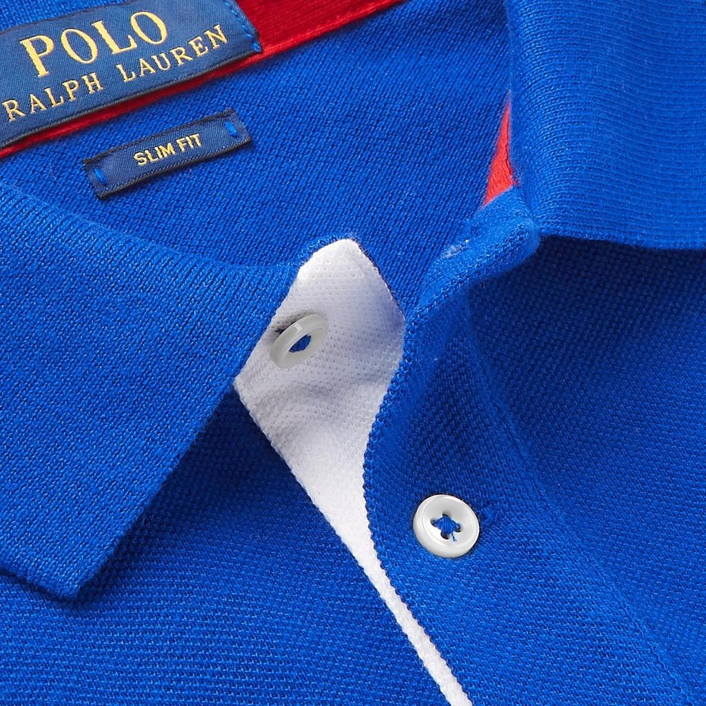 Polo Ralph Lauren Small Pony Logo Embroidered Color Block Short Sleeve Polo Shirt Men Polo Shirts Blue Gray 710780947-002