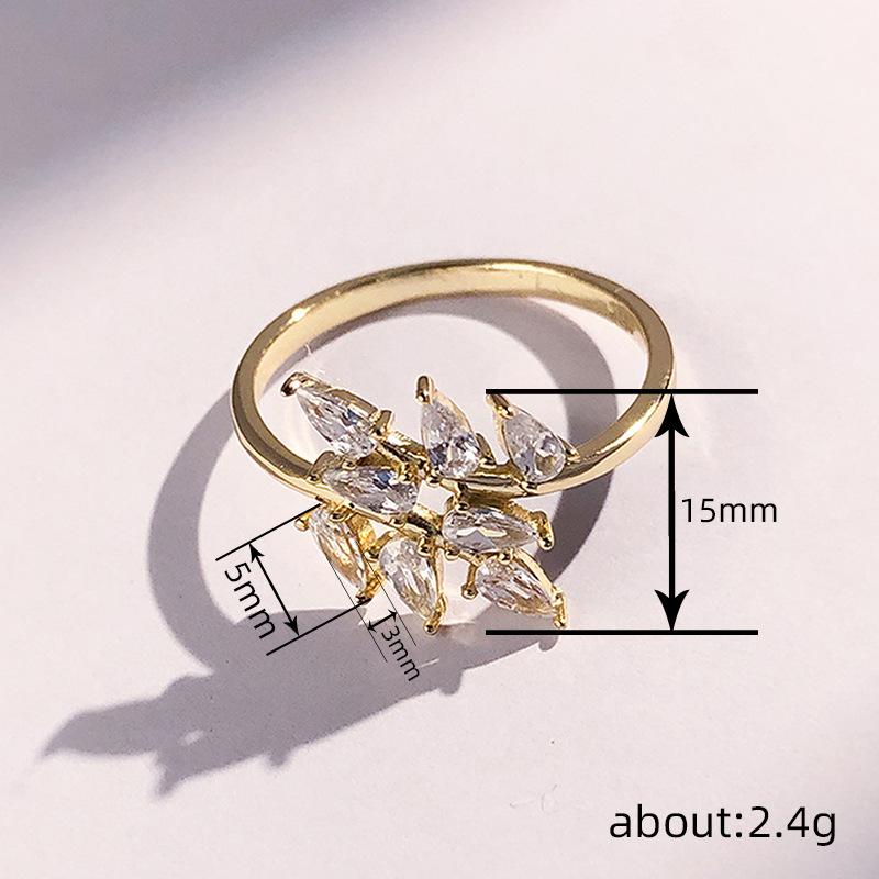 Geometric Design Ring Woman, Niche Personalized Design Jewelry, Leaf Water Drop Ring