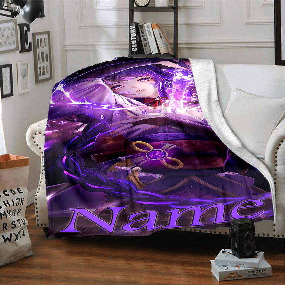 Customiz Name Personality Genshin Impact Balzebub Blanket Soft &Warm Sofa Office Bed Travel Lunch Break Blanket, Gift Suitable All Seasons
